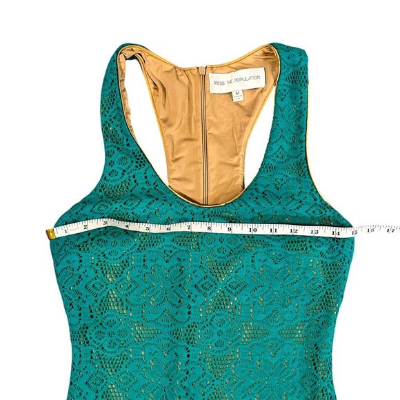 Dress The Population Wendy Dress Turquoise Blue Lace Ruffle Hi Low Womens Medium - Picture 6 of 9